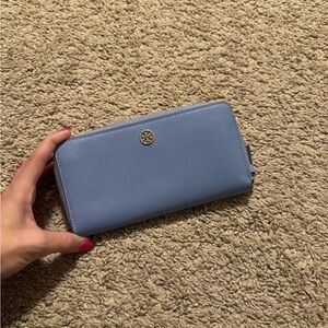 Tory Burch Light Blue Zip Wallet